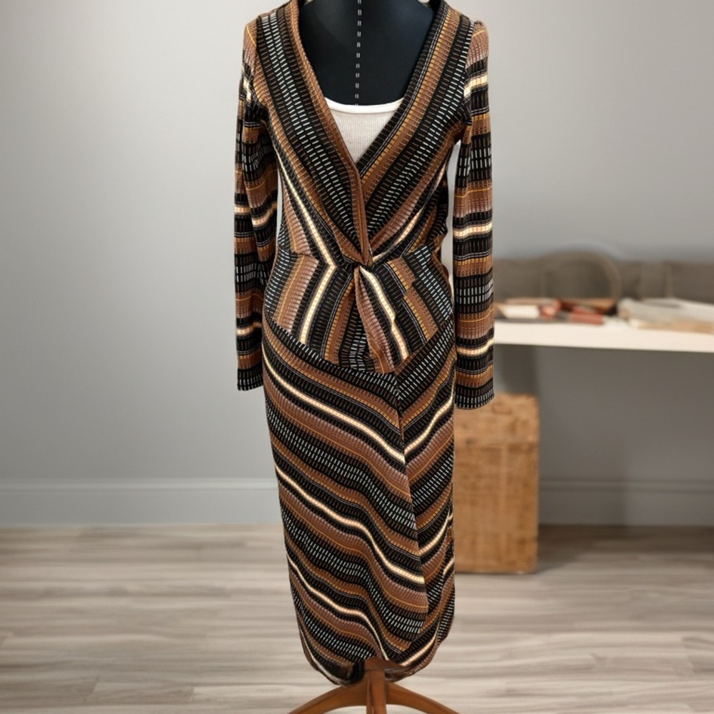 Anthropologie Brown and Black Long Sleeve Dress